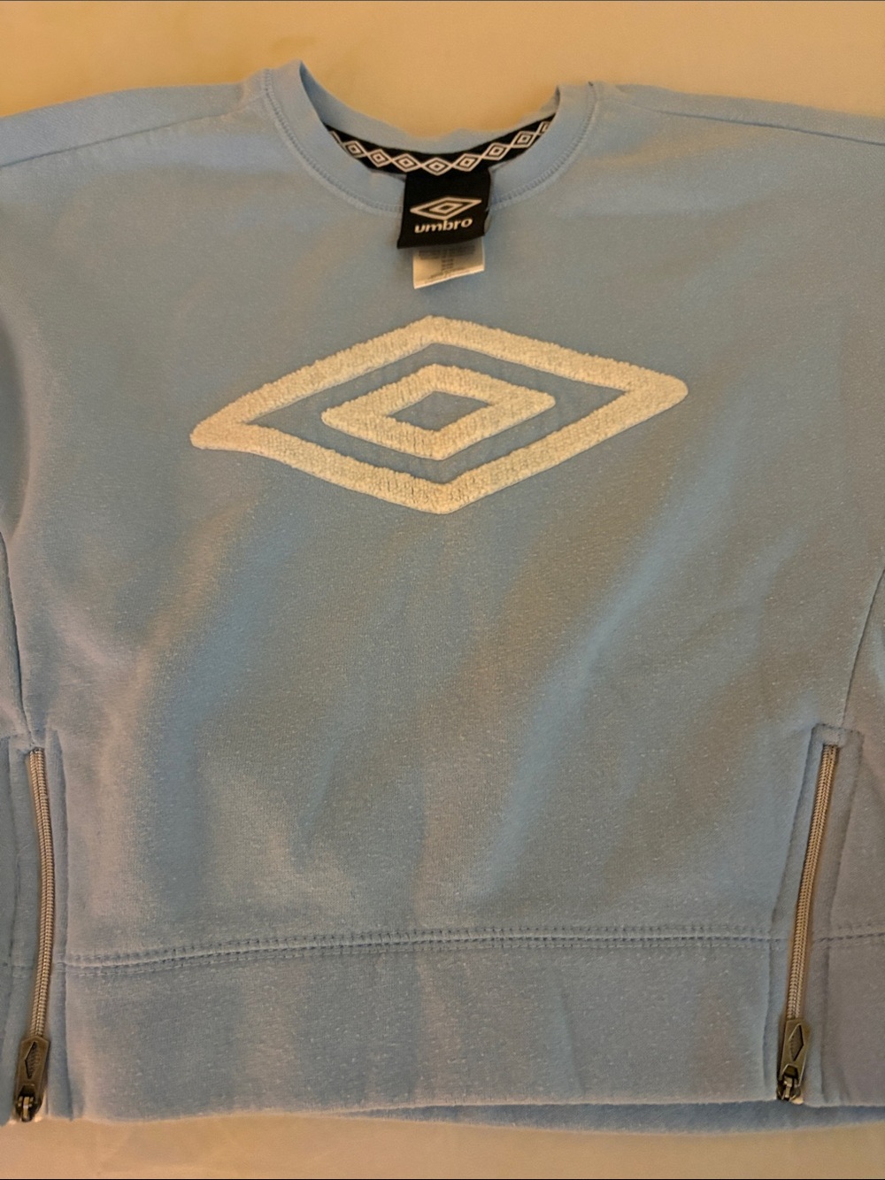 Umbro Light Blue Crewneck Sweater with White Logo